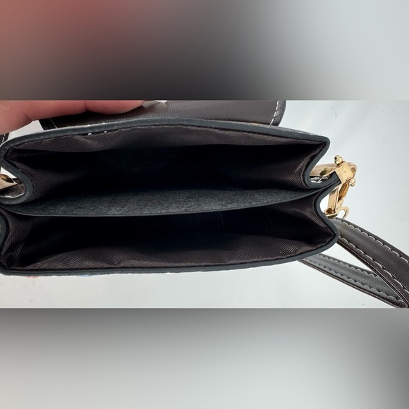 Fosidiri Brown and Gold Mini Hard Shell Monogram Crossbody Purse - Picture 9 of 12